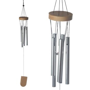 Carillon éolien en bois avec tubes en métal 37cm 3