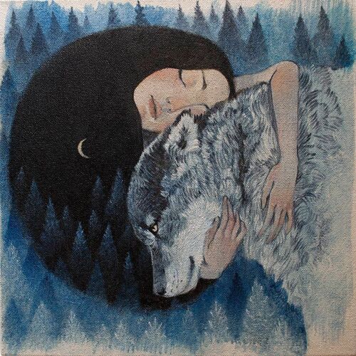 Greeting card, wolf design, Lucy Campbell cards "Wolf Mother"