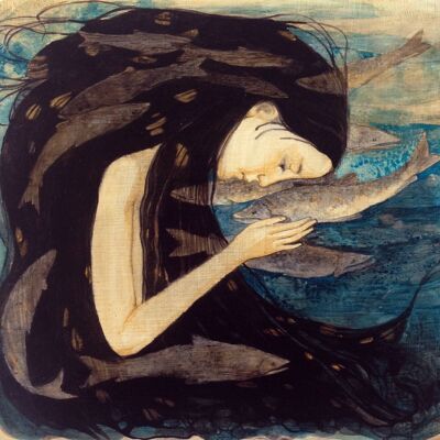 Lucy Campbell greeting card "Salmon Song"