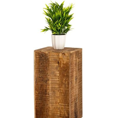 Colonne fleurie 27x27 H40o. 73cm fleur tabouret bois plante support table d'appoint carré bois de manguier