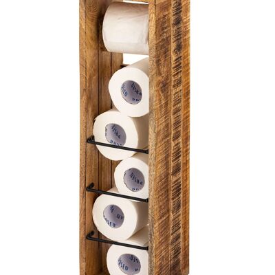 Toilet paper holder toilet paper holder wood 17x17 H 65 cm square toilet roll holder mango wood