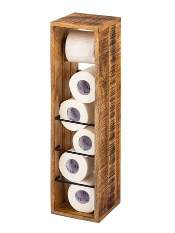 Compra Porta carta igienica porta carta igienica in legno 17x17 H 65 cm porta  carta igienica quadrato in legno di mango all'ingrosso