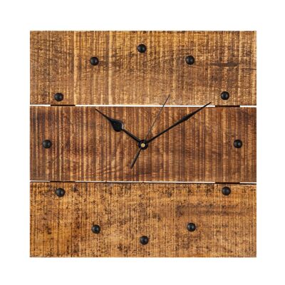 Wooden clock wall clock 30x30cm wooden living room silent square made of solid mango wood