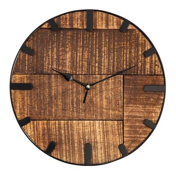 Horloge en bois ø 30 cm horloge murale salon horloge moderne ronde en bois vintage silencieux bois de manguier massif 1