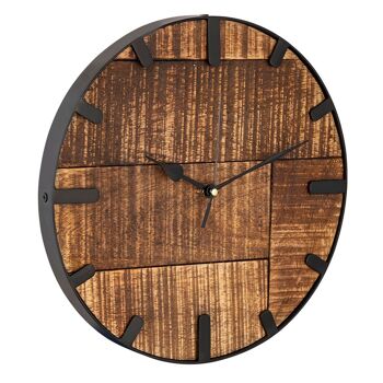 Horloge en bois ø 30 cm horloge murale salon horloge moderne ronde en bois vintage silencieux bois de manguier massif 2