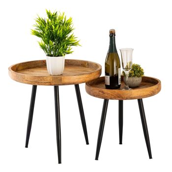 Table d'appoint bois ronde ø 50 50cm table basse table de salon Vancouver pieds métal noir mat 4