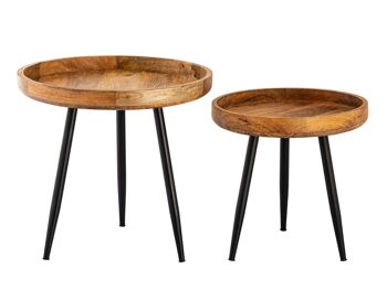 Table d'appoint bois ronde ø 50 50cm table basse table de salon Vancouver pieds métal noir mat 8