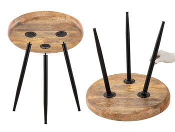 Table d'appoint bois ronde ø 50 50cm table basse table de salon Vancouver pieds métal noir mat 11