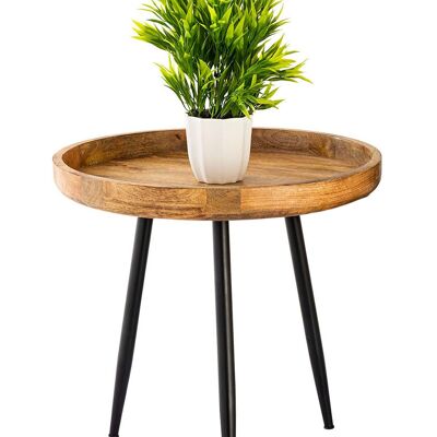 Beistelltisch Holz rund ø 50  50cm Couchtisch Wohnzimmer Tisch Vancouver Metall-Füße schwarz matt