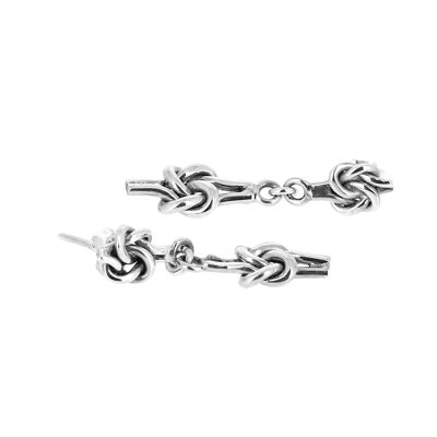 Silver earrings with two knots