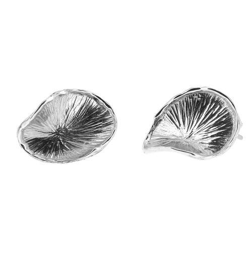 Boucles d'oreilles en argent feuilles striées et pliées