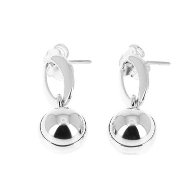 Oval silver earrings and silver pearl