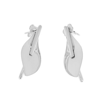 Stylized leaf silver earrings
