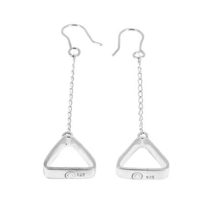Silver triangle and chain earrings