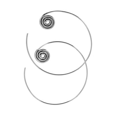 Silver round and spiral rod earrings