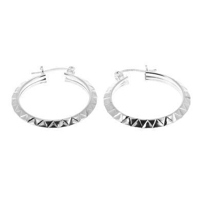 Chiselled and sparkling hoop earrings diameter 2.7 cm