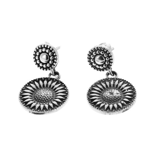 Boucles d'oreilles en argent deux médailles gravées