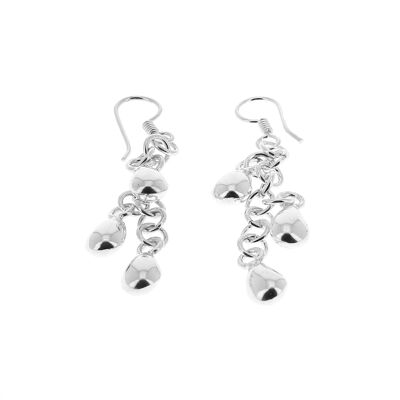 Three drop silver earrings