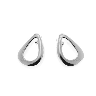 Hollow oval silver earrings