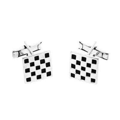 Square square silver cufflink