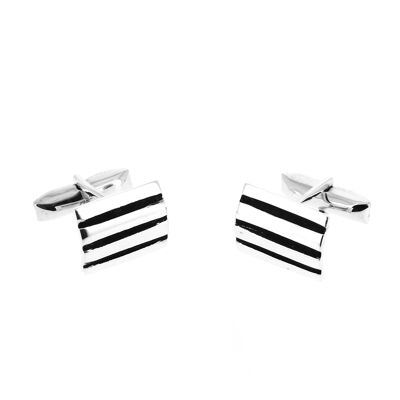 Silver cufflinks four curved bands