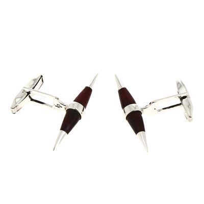 Silver and spindle rosewood cufflinks