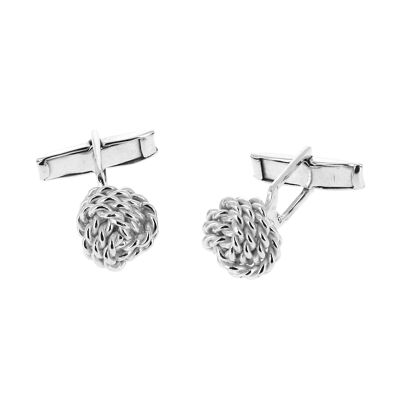Silver knot cufflinks with turned shank
