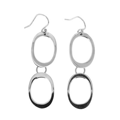 Two oval silver earrings