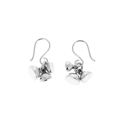 Silver earrings with three half-spheres