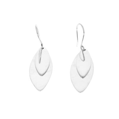 silver double oval earrings