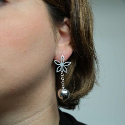 Pendientes plata flor