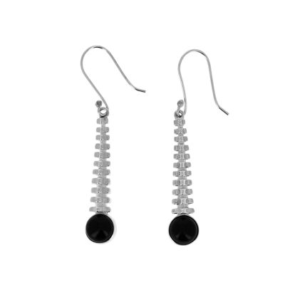 Silver and onyx stone earrings