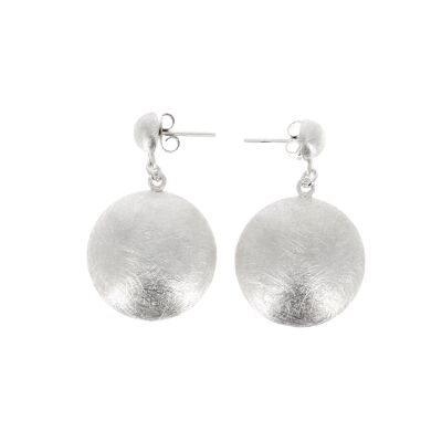 Boucles d'oreilles argent brossé médaillon et chaînette