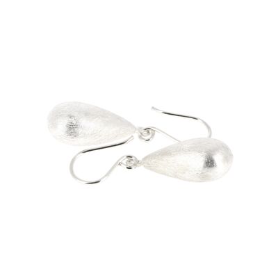 Drop brushed silver earrings