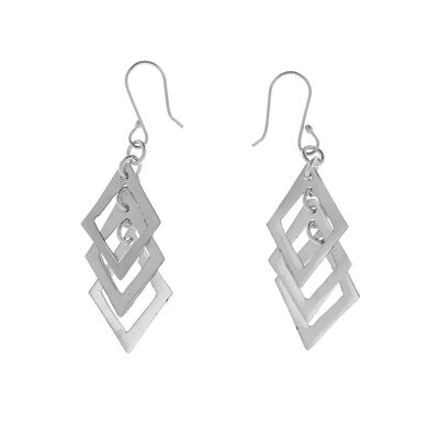 Boucles d'oreilles argent trois losanges