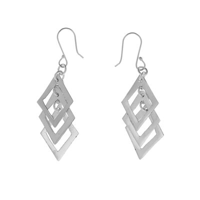 Silver earrings with three diamonds