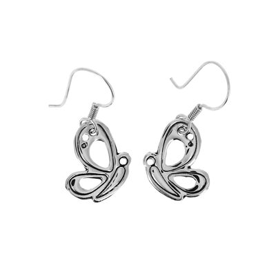 Silver lined butterfly earrings