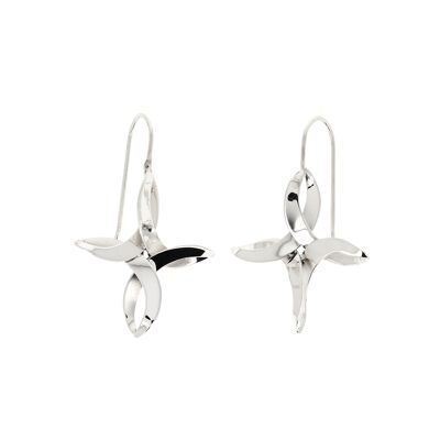Cross flower silver earrings