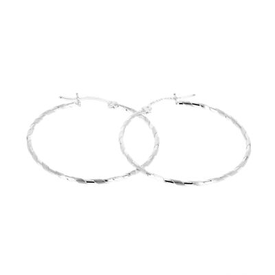 Small chiseled and smooth silver hoop earrings