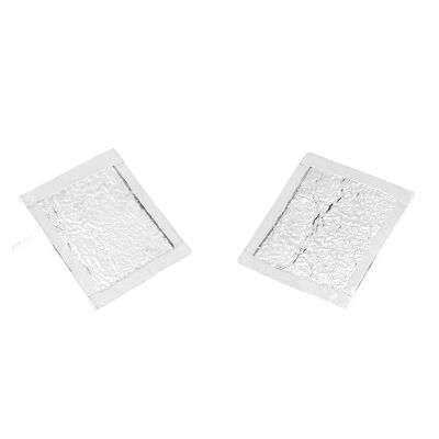 Rhombus crumpled silver earrings