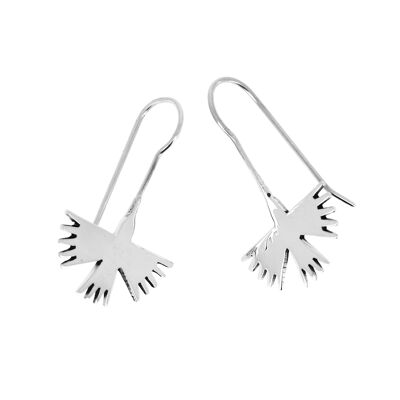 Stylized bird silver earrings