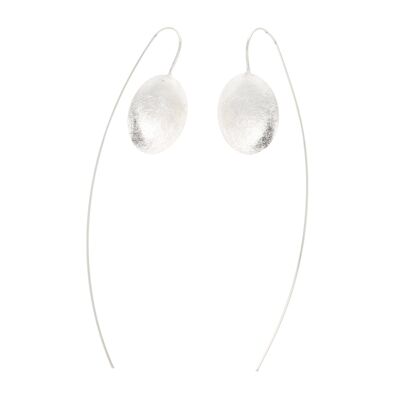 Boucles d'oreilles argent brossé médaillon longue tige