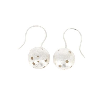 Brushed silver ball earrings with small holes