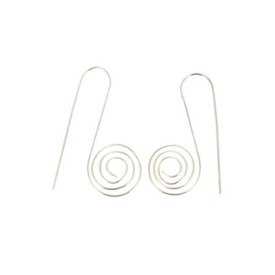 Aretes de tallo torcido en espiral de plata cepillada