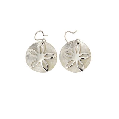 Boucles d'oreilles argent lisse et brossé petite fleur