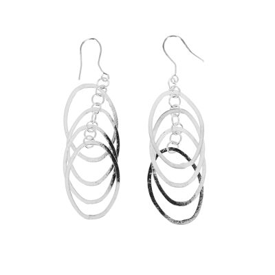 Silver earrings four superimposed ovals