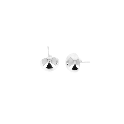 Boucles d'oreilles en argent lisse demie-boule taille moyenne