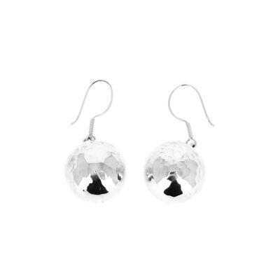 Big ball hammered silver earrings