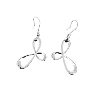 Silver earrings three irregular oval loops