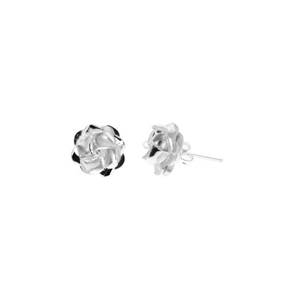 Silver earrings in the shape of a small rose